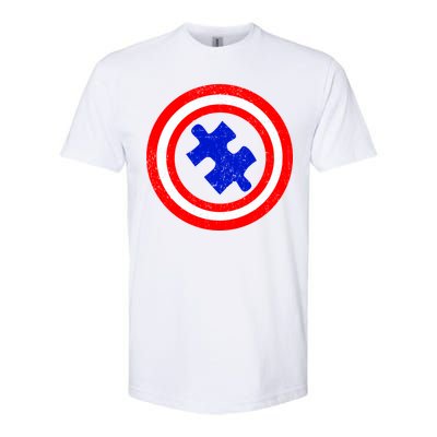 Captain Autism Distressed Shield Softstyle CVC T-Shirt