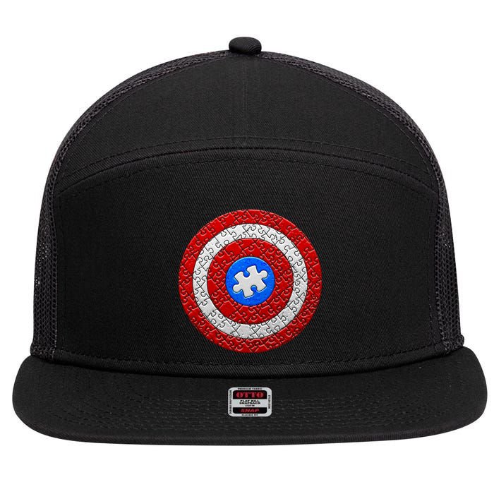 Captain Autism Puzzle Shield 7 Panel Mesh Trucker Snapback Hat