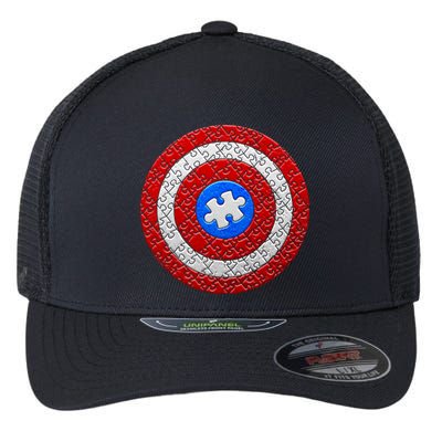 Captain Autism Puzzle Shield Flexfit Unipanel Trucker Cap
