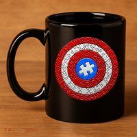 Captain Autism Puzzle Shield 11oz C Handle Ceramic Mug