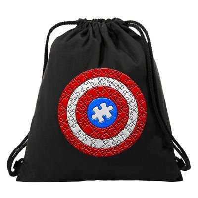 Captain Autism Puzzle Shield Drawstring Bag