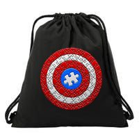 Captain Autism Puzzle Shield Drawstring Bag