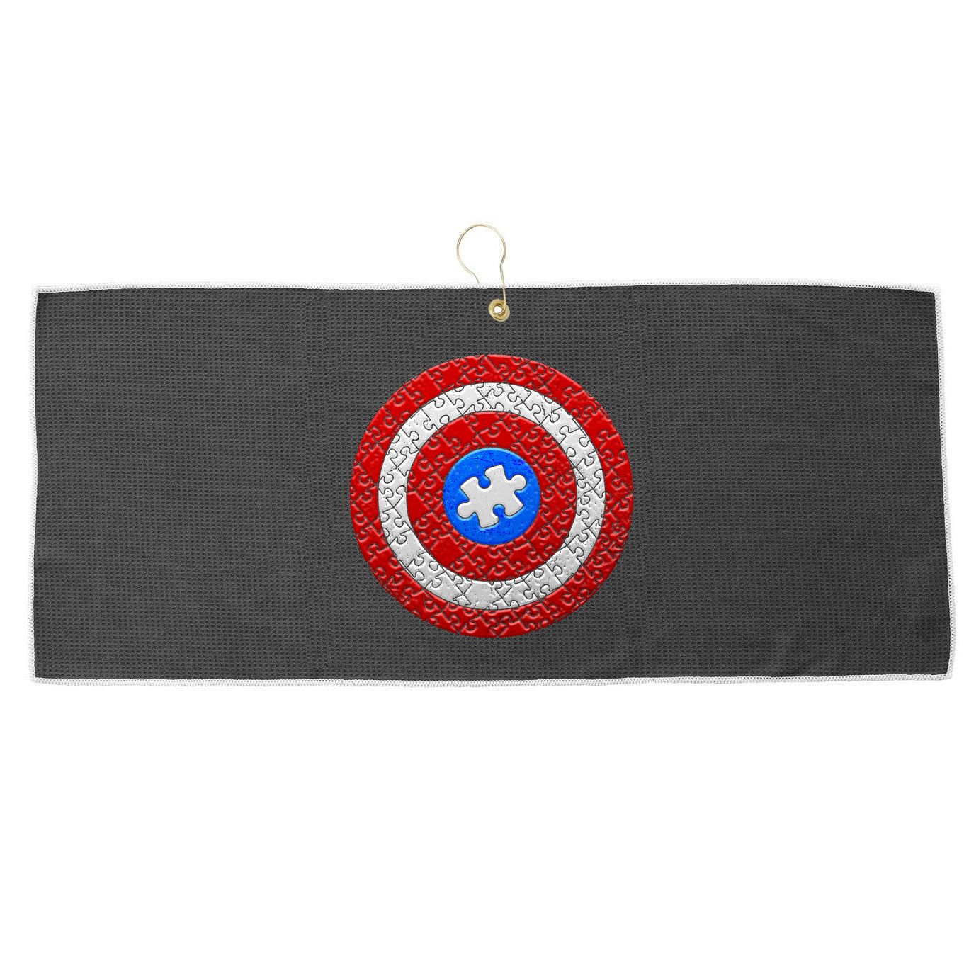 Captain Autism Puzzle Shield Large Microfiber Waffle Golf Towel