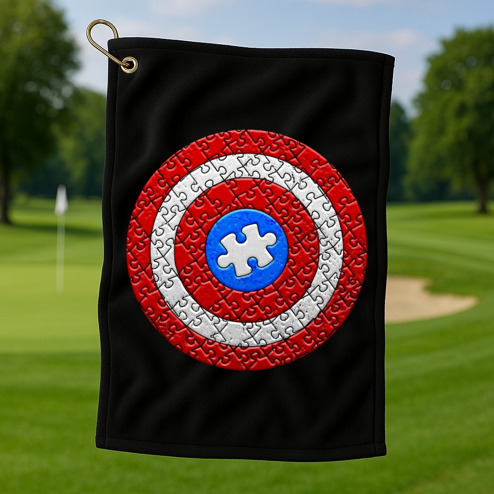 Captain Autism Puzzle Shield Golf Towel