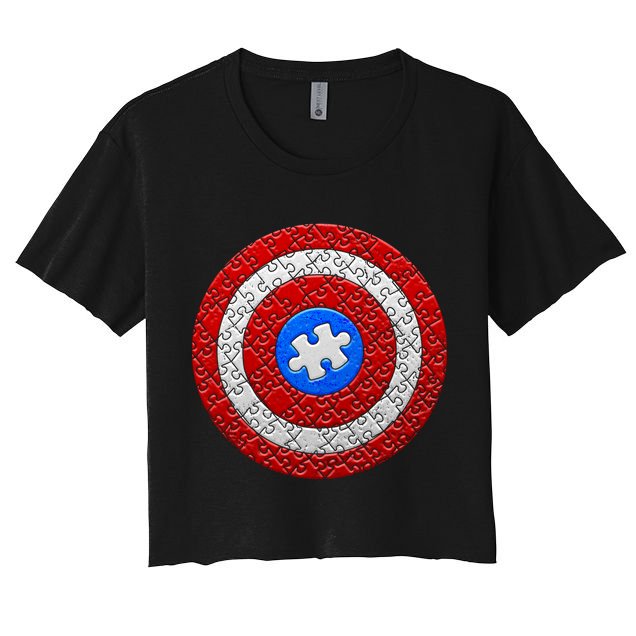 Captain Autism Puzzle Shield Crop Top