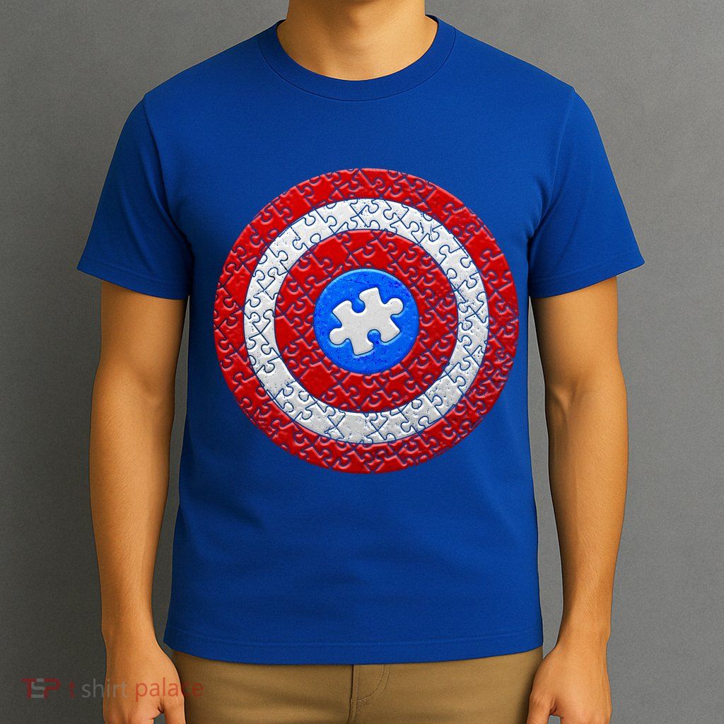 Captain Autism Puzzle Shield T-Shirt