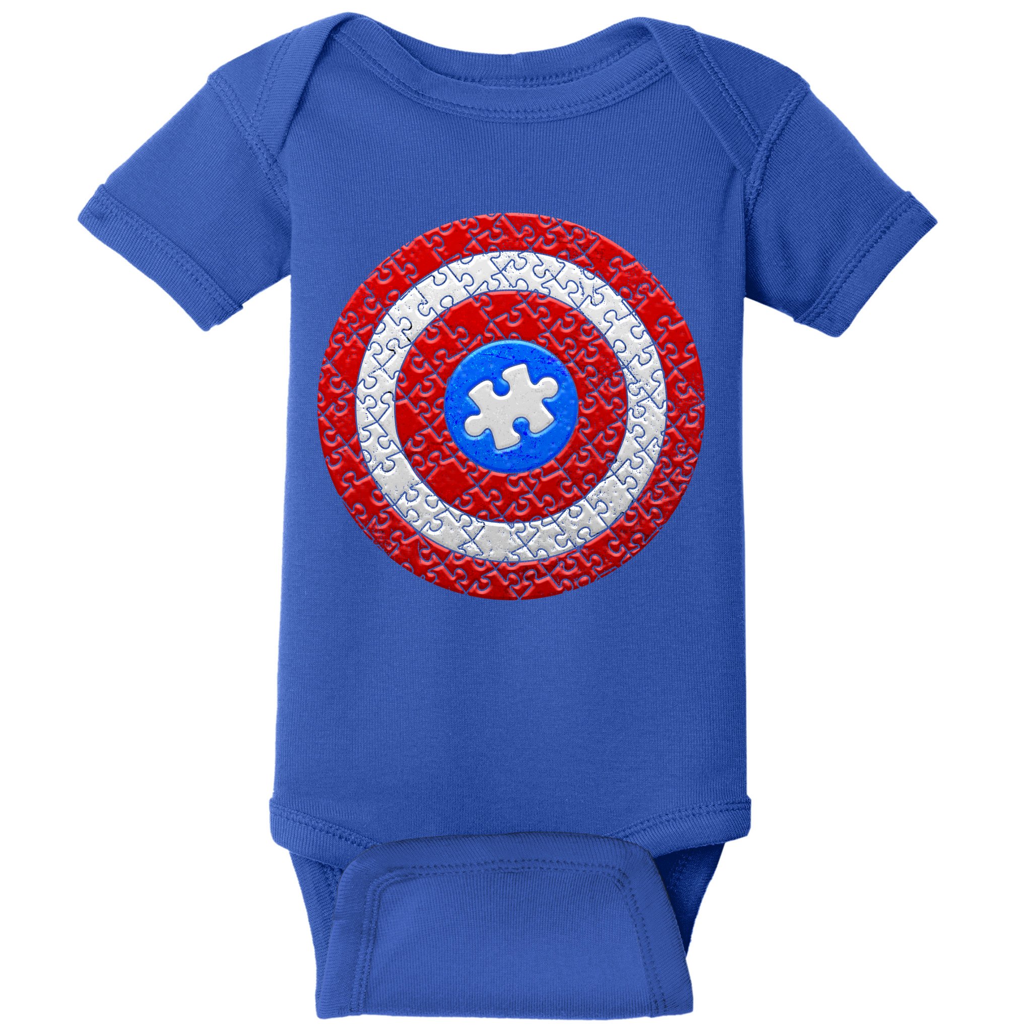 Captain Autism Puzzle Shield Baby Bodysuit