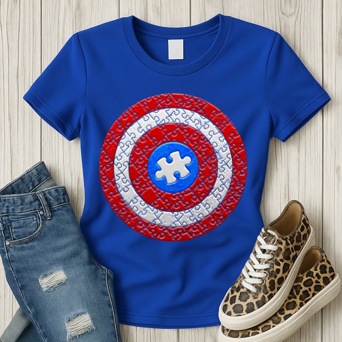 Captain Autism Puzzle Shield Womens T-Shirt