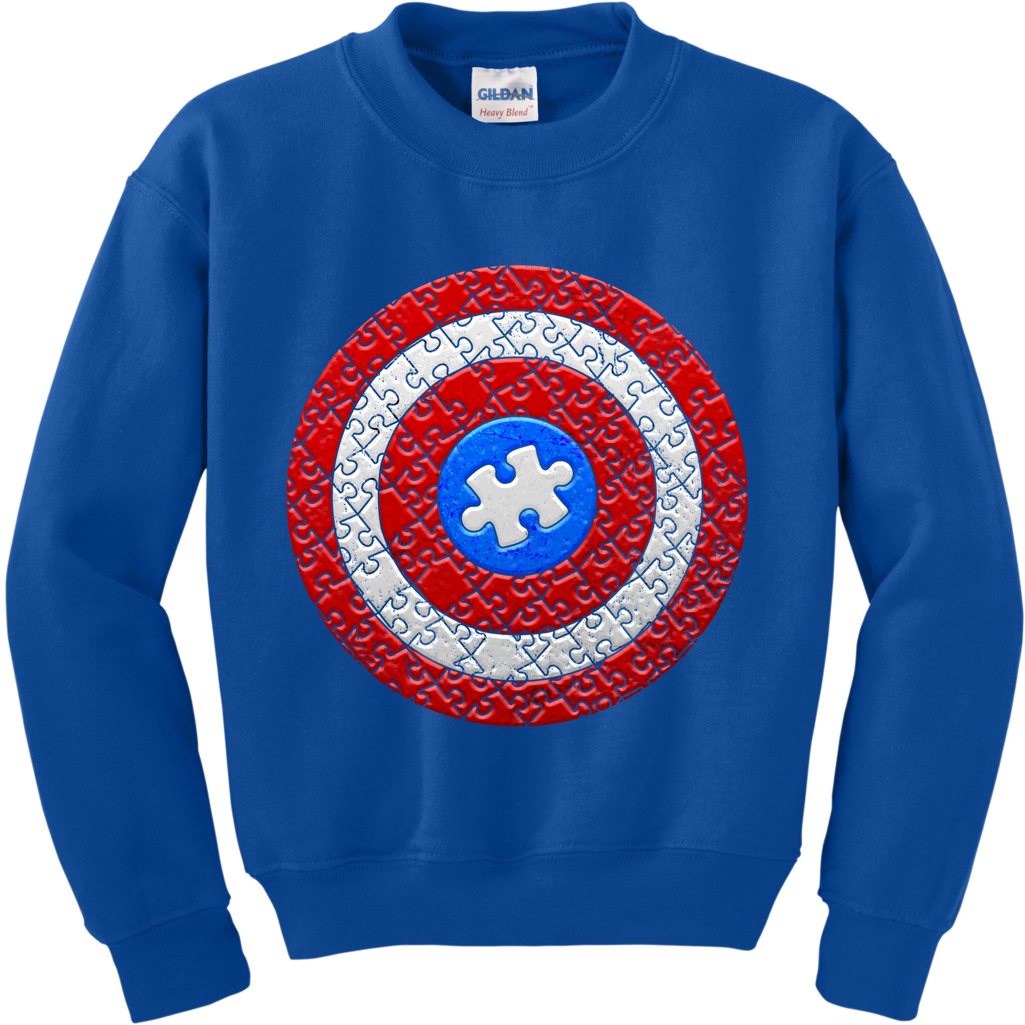 Captain Autism Puzzle Shield Kids Sweatshirt