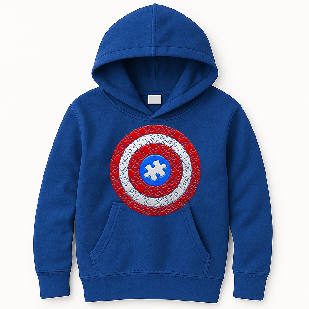 Captain Autism Puzzle Shield Kids Hoodie