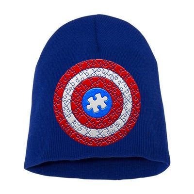Captain Autism Puzzle Shield Short Acrylic Beanie