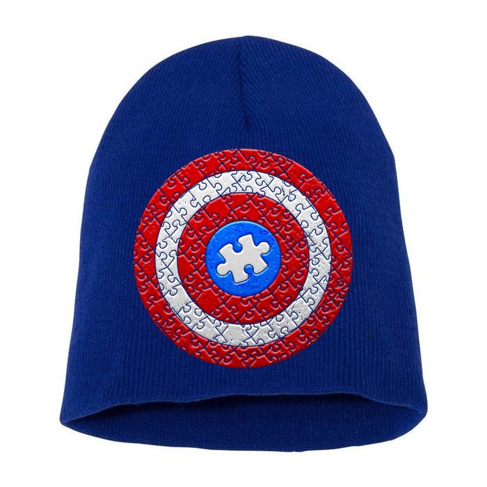 Captain Autism Puzzle Shield Short Acrylic Beanie