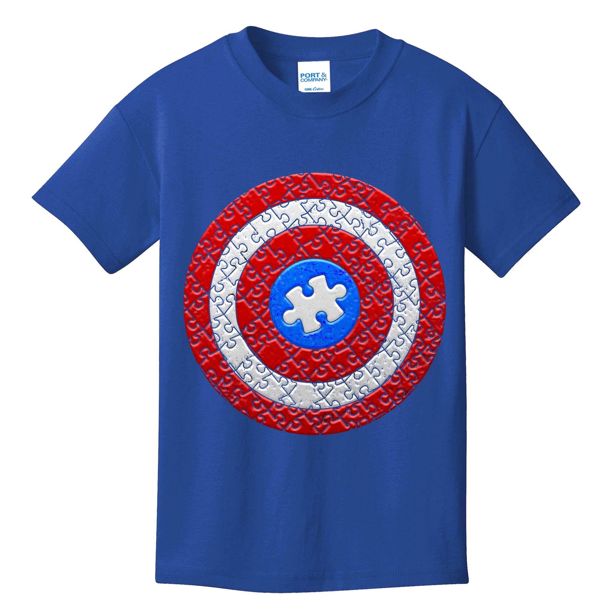 Captain Autism Puzzle Shield Kids T-Shirt