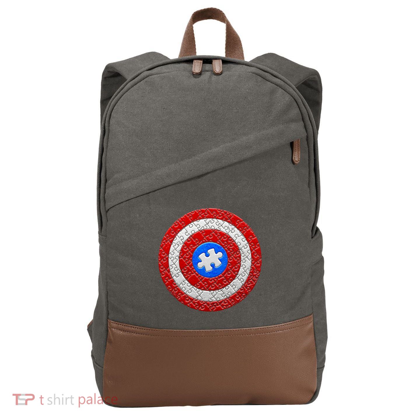 Captain Autism Puzzle Shield Cotton Canvas Backpack