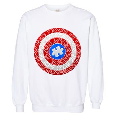 Captain Autism Puzzle Shield Garment-Dyed Sweatshirt