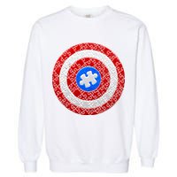 Captain Autism Puzzle Shield Garment-Dyed Sweatshirt
