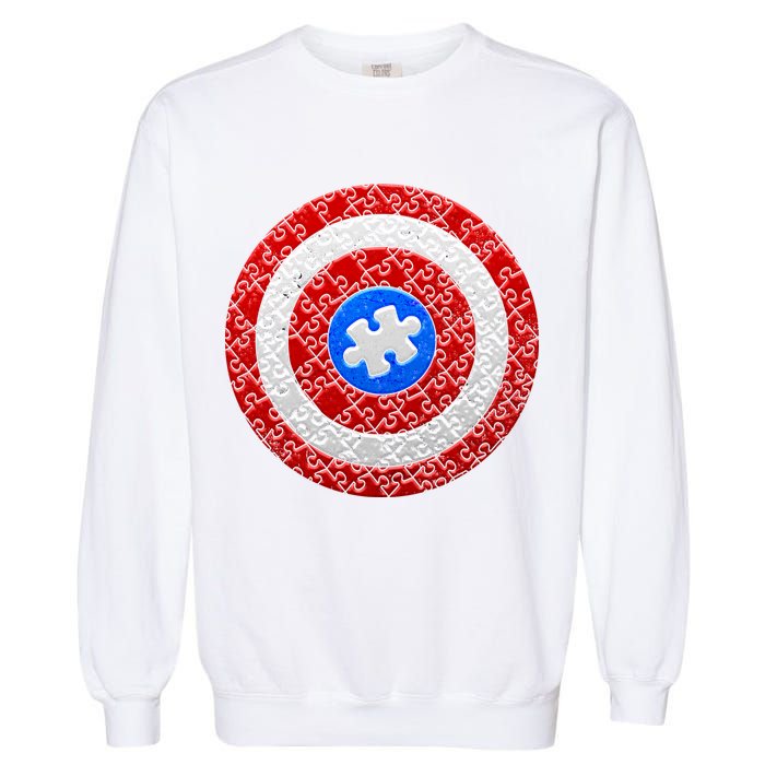 Captain Autism Puzzle Shield Garment-Dyed Sweatshirt