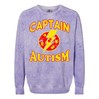 Captain Autism Superhero Logo Colorblast Crewneck Sweatshirt