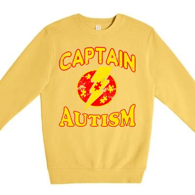 Captain Autism Superhero Logo Premium Crewneck Sweatshirt