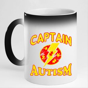 Captain Autism Superhero Logo 11oz Black Color Changing Mug