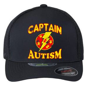 Captain Autism Superhero Logo Flexfit Unipanel Trucker Cap