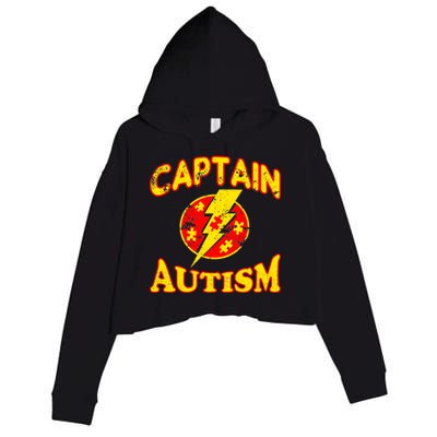 Captain Autism Superhero Logo Crop Fleece Hoodie