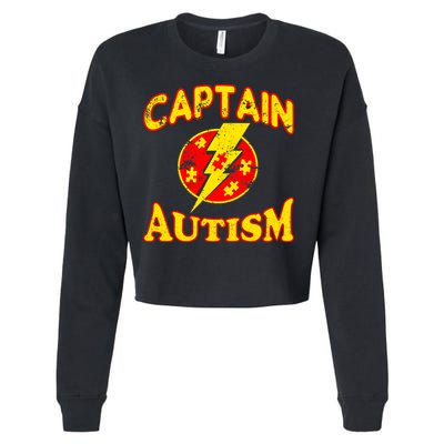 Captain Autism Superhero Logo Cropped Pullover Crew