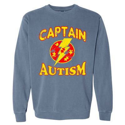 Captain Autism Superhero Logo Garment-Dyed Sweatshirt