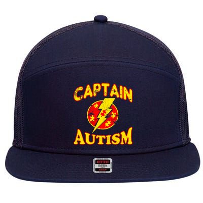 Captain Autism Superhero Logo 7 Panel Mesh Trucker Snapback Hat