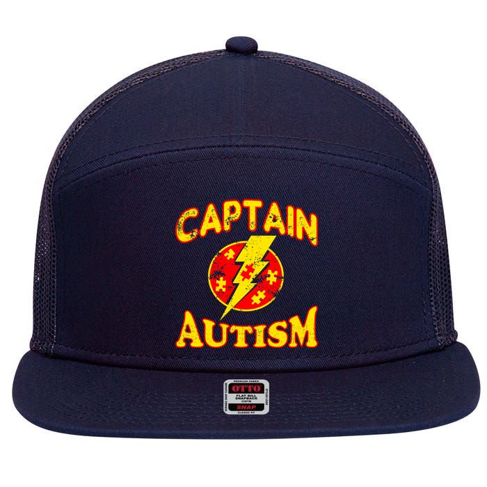 Captain Autism Superhero Logo 7 Panel Mesh Trucker Snapback Hat