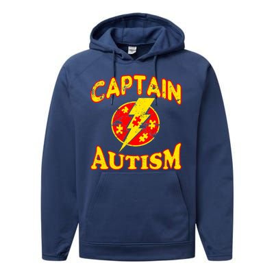 Captain Autism Superhero Logo Performance Fleece Hoodie