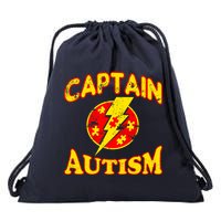 Captain Autism Superhero Logo Drawstring Bag