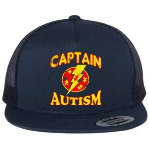 Captain Autism Superhero Logo Flat Bill Trucker Hat