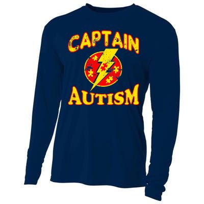 Captain Autism Superhero Logo Cooling Performance Long Sleeve Crew