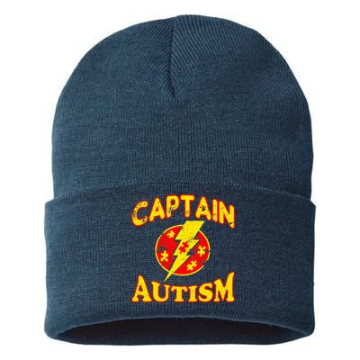 Captain Autism Superhero Logo Sustainable Knit Beanie