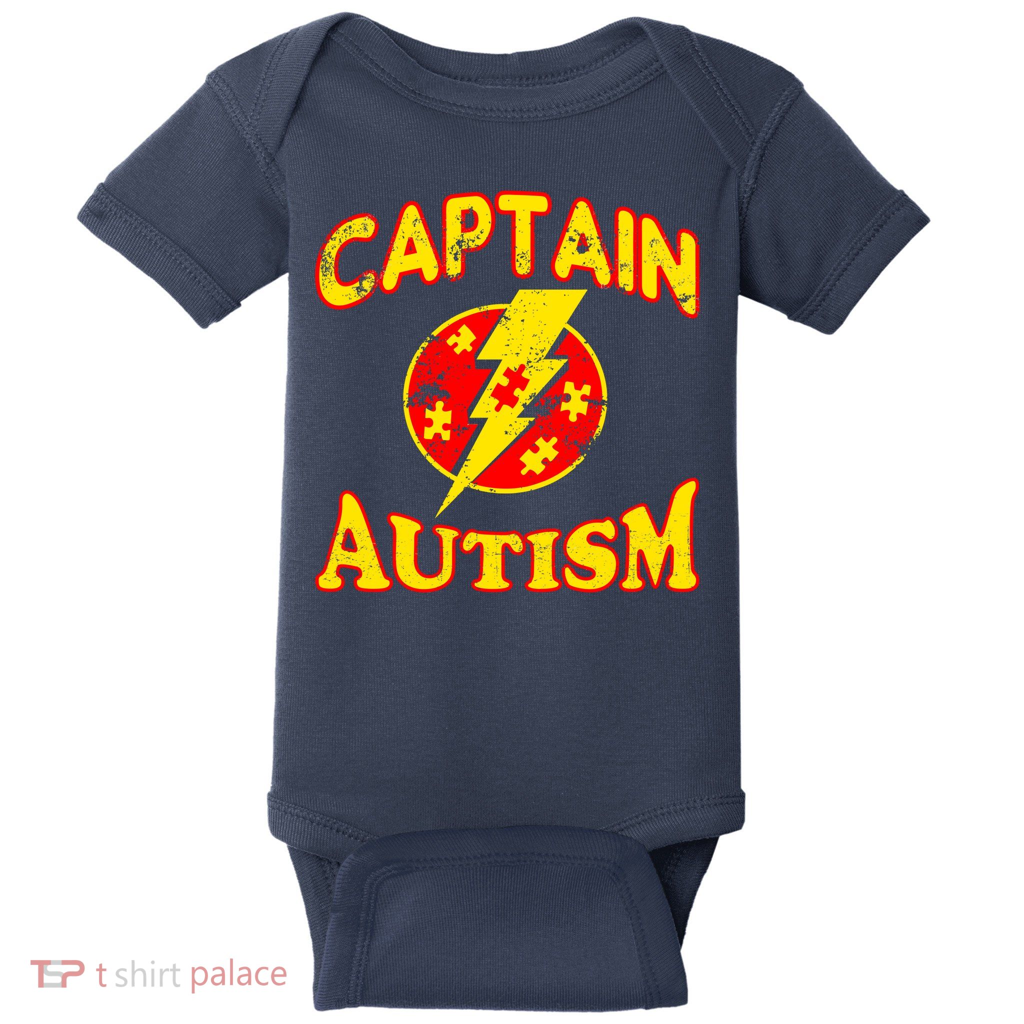 Captain Autism Superhero Logo Baby Bodysuit