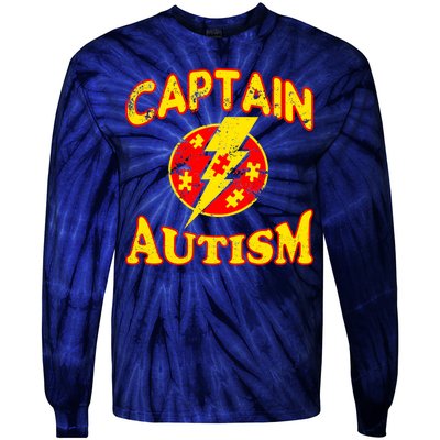 Captain Autism Superhero Logo Tie-Dye Long Sleeve Shirt