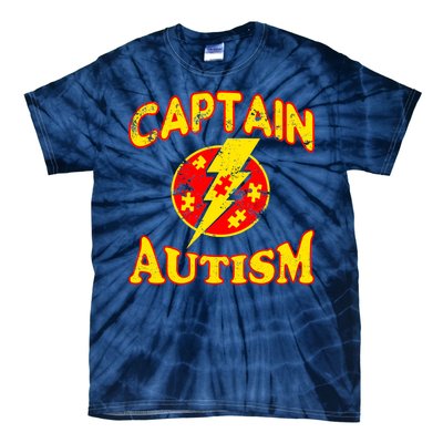 Captain Autism Superhero Logo Tie-Dye T-Shirt