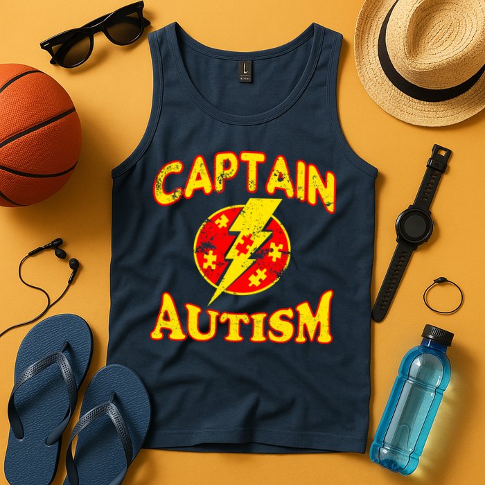Captain Autism Superhero Logo Tank Top