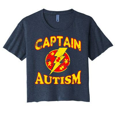 Captain Autism Superhero Logo Women's Crop Top Tee