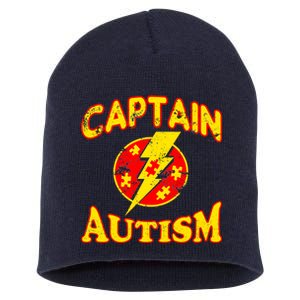 Captain Autism Superhero Logo Short Acrylic Beanie