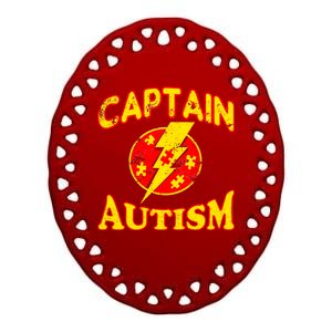 Captain Autism Superhero Logo Ceramic Oval Ornament