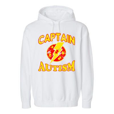 Captain Autism Superhero Logo Garment-Dyed Fleece Hoodie