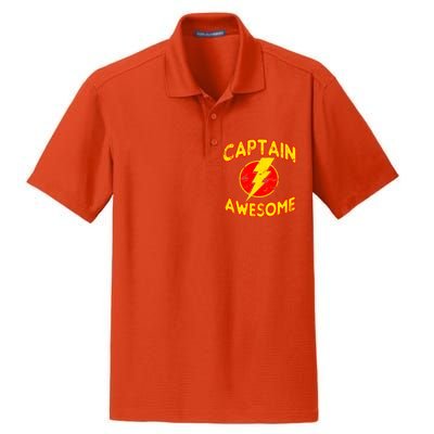 Captain Awesome Comic Logo Dry Zone Grid Polo