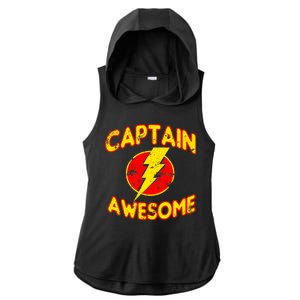 Captain Awesome Comic Logo Ladies PosiCharge Tri-Blend Wicking Draft Hoodie Tank