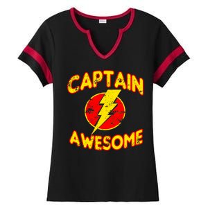 Captain Awesome Comic Logo Ladies Halftime Notch Neck Tee