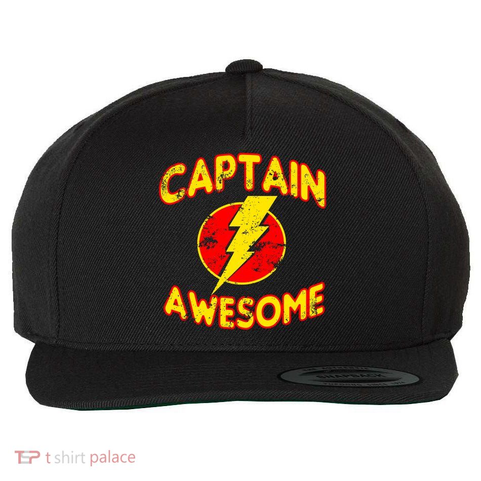 Captain Awesome Comic Logo Wool Snapback Cap