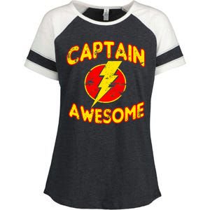 Captain Awesome Comic Logo Enza Ladies Jersey Colorblock Tee