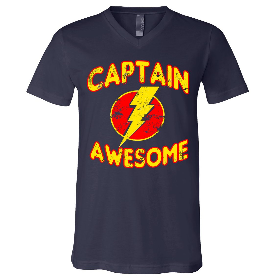 Captain Awesome Comic Logo V-Neck T-Shirt