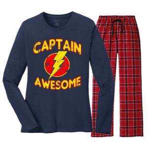 Captain Awesome Comic Logo Women's Long Sleeve Flannel Pajama Set 